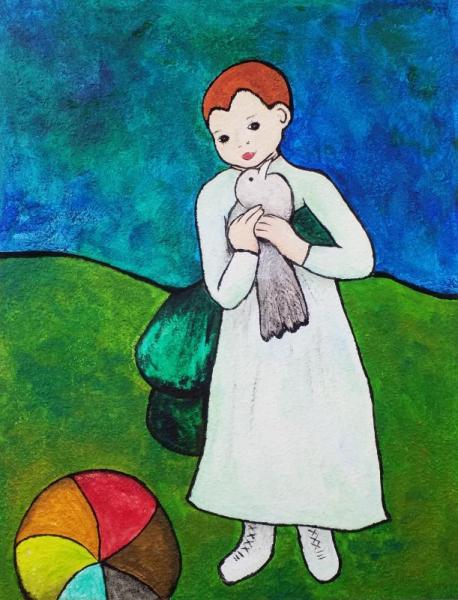 Mädchen mit Taube